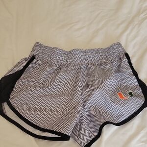 Women's Black and White Chevron Shorts With Umiami Logo